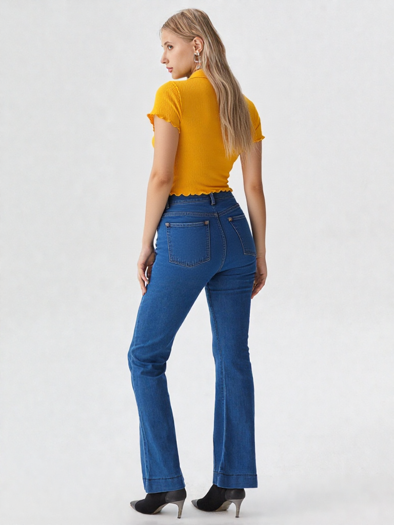 Half Sleeves Collar Neck Crop Top