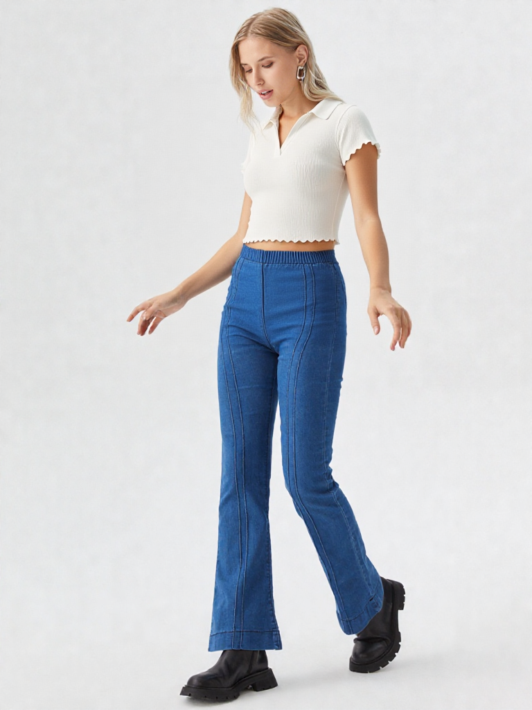 Half Sleeves Collar Neck Crop Top