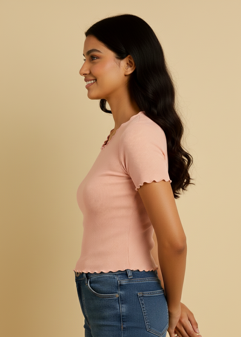 Half Sleeve Wide Neck Crop Top