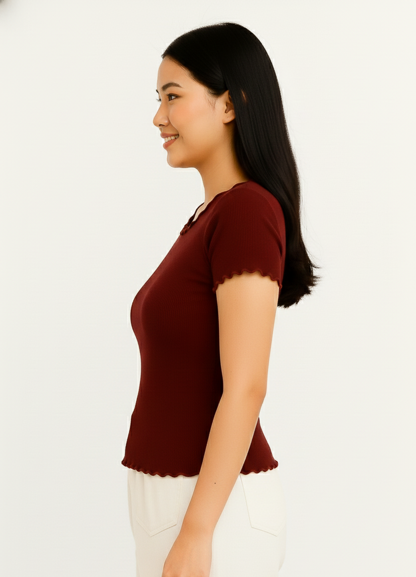 Half Sleeve Wide Neck Crop Top