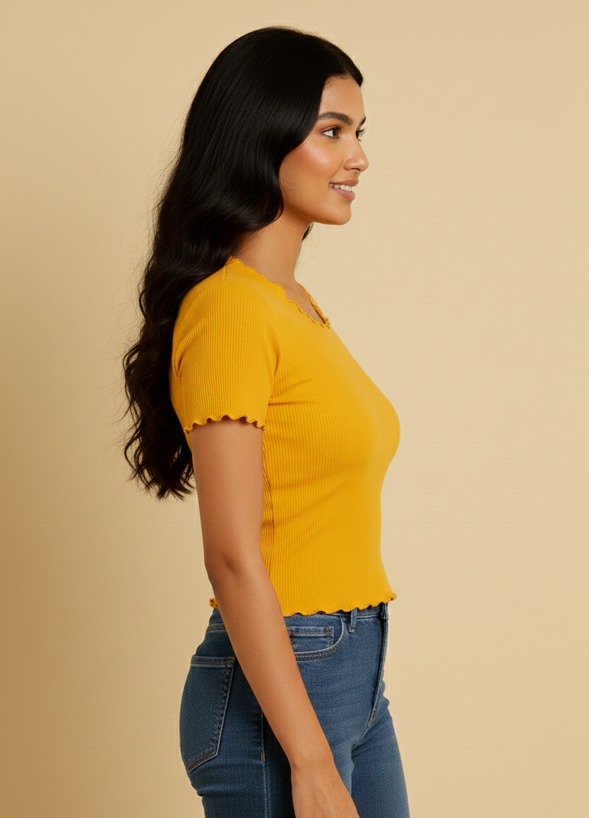 Half Sleeve Wide Neck Crop Top