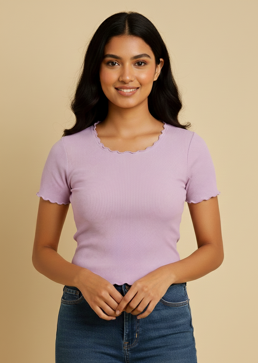 Half Sleeve Wide Neck Crop Top