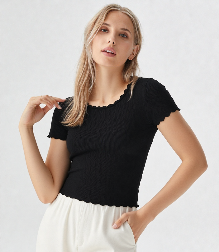 Half Sleeve Wide Neck Crop Top