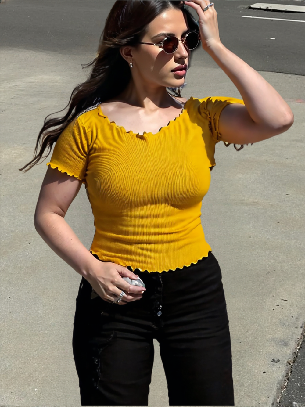 Half Sleeve Wide Neck Crop Top