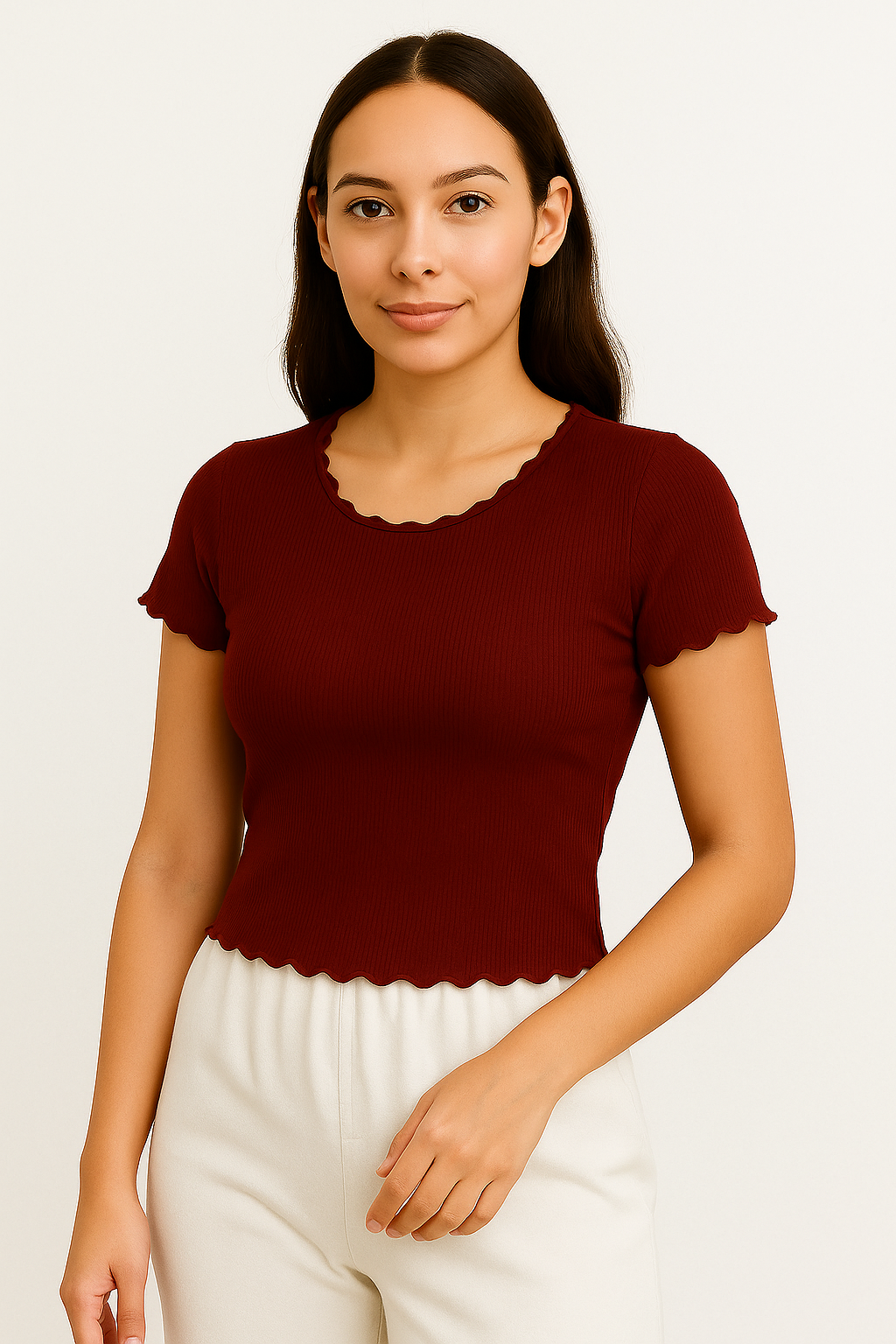 Half Sleeve Wide Neck Crop Top