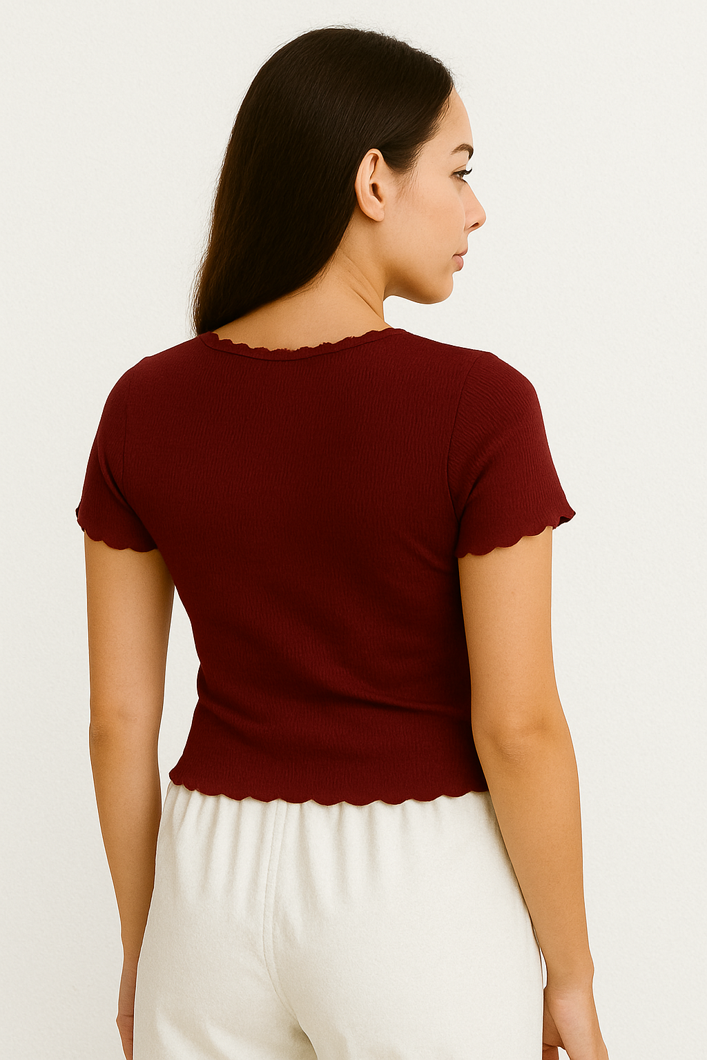 Half Sleeve Wide Neck Crop Top